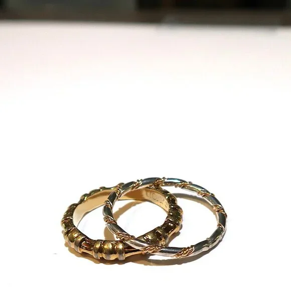 Vintage Women's Rings Gold & Silver Tone Bundle 2PC One AVON SIZE 6.75 & 4.75 - Picture 4 of 4